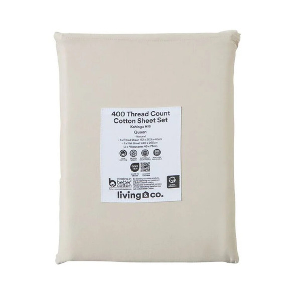 400TC Fitted Sheet Natural King
