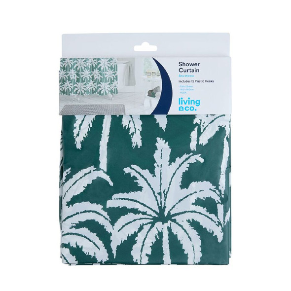 Shower Curtain Palm Green 180cm