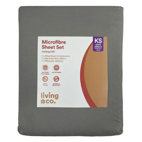 Microfibre Sheet Set Grey Sing