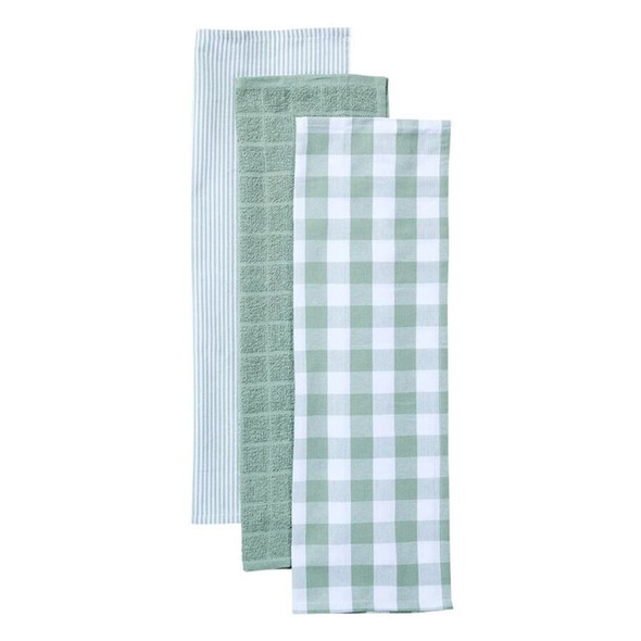 Multi Pack Tea Towels Sage 3Pac
