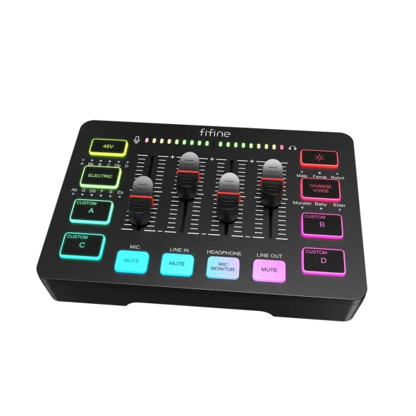 FIFINE AmpliGame SC3 Gaming Audio Mixer with RGB