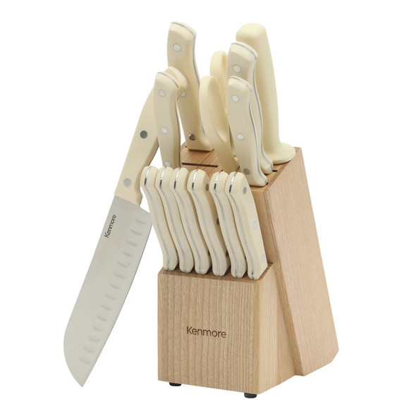 14-Piece Kitchen Knife Set with Rubber Wood Block