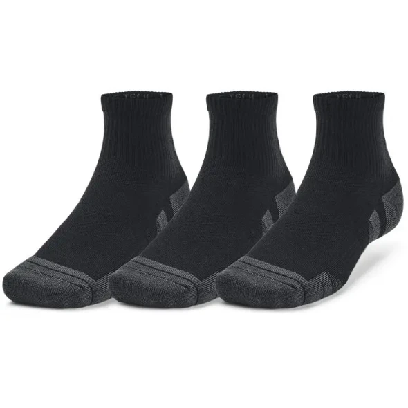Under Armour Unisex New Perf Tech 3pk Quarter Socks UltimateBlack/JetGray Mid Socks