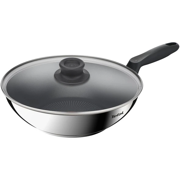 Tefal Everyday Chef Induction Stainless Steel Non-Stick Wok 28cm + Lid