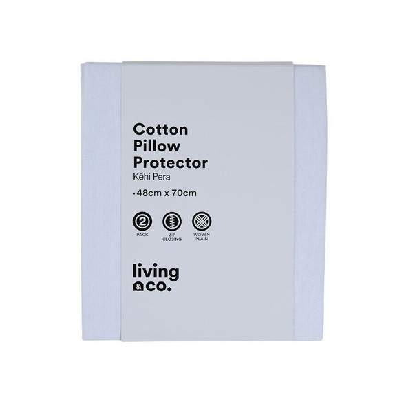 Living & Co Pillow Protector Cotton 2 Pack White One Size