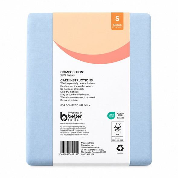 Living & Co 100% Washed Cotton Sheet Set Denim Double