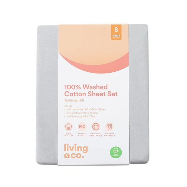 Cotton Sheet Set Silver Double
