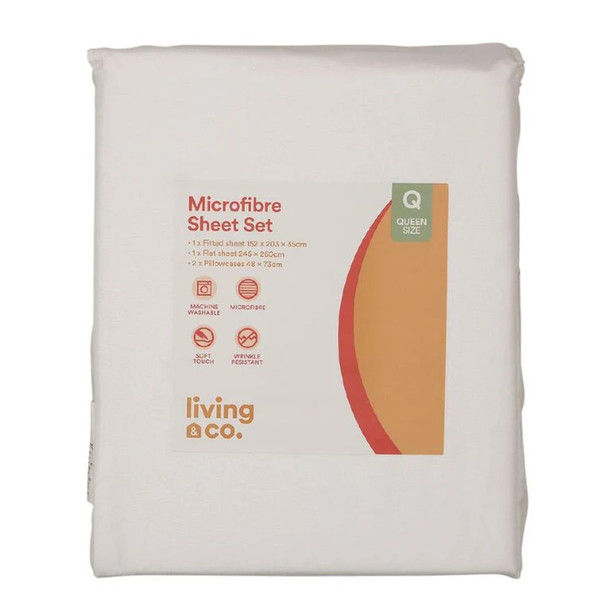 Microfibre Sheet Set White Doub