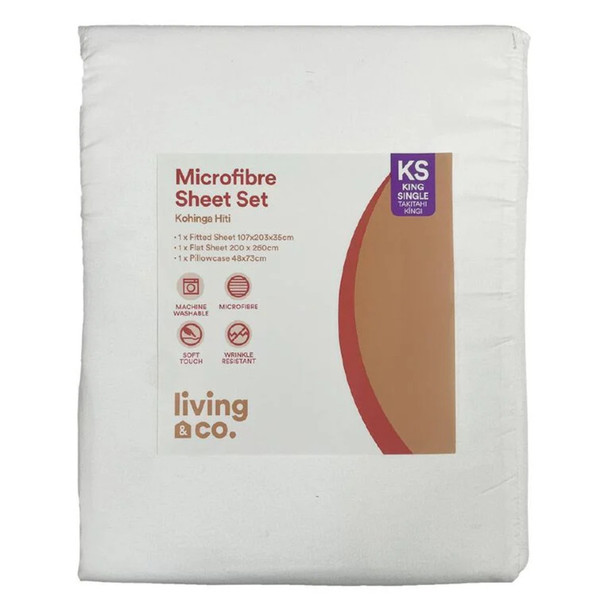 Microfibre Sheet Set White Sing