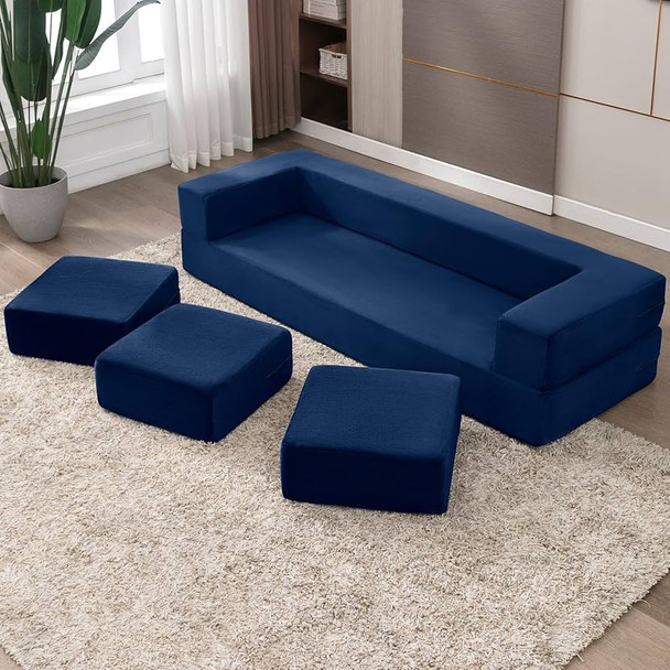Sofa Bed with Padded Seat Blue