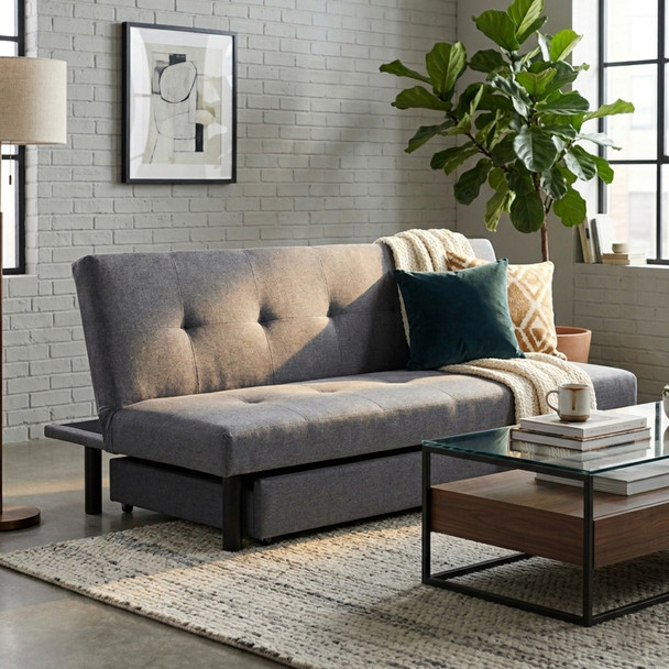 Sofa Bed with Padded Seat Grey
