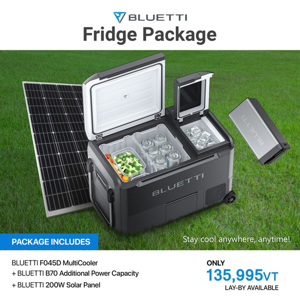 Package - Bluetti B70 1000W/716Wh - 200W Solar Panel + Bluetti F045D 55L Car Fridge