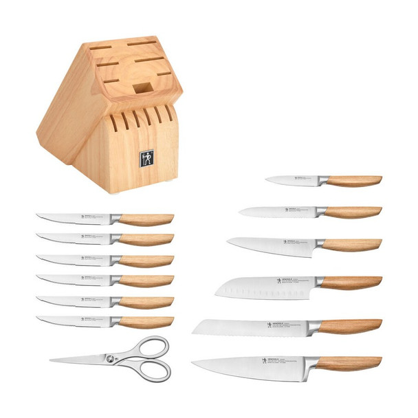 14-Piece Knife Set with Pine Wood Block