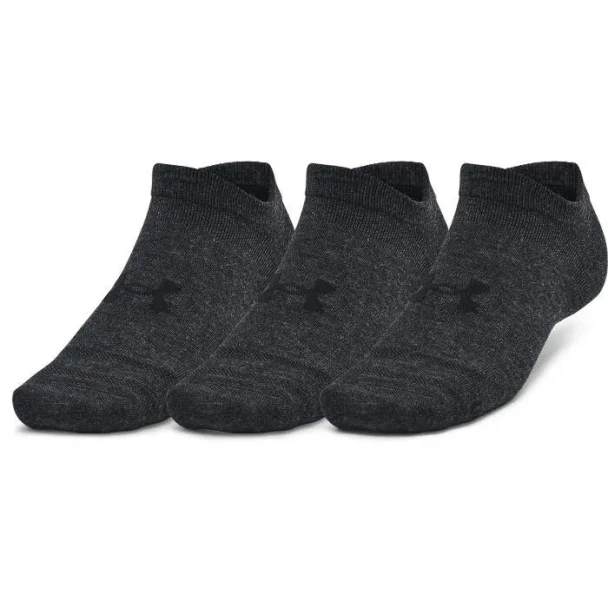 Under Armour Unisex Essential No Show 3pk Black Low Socks