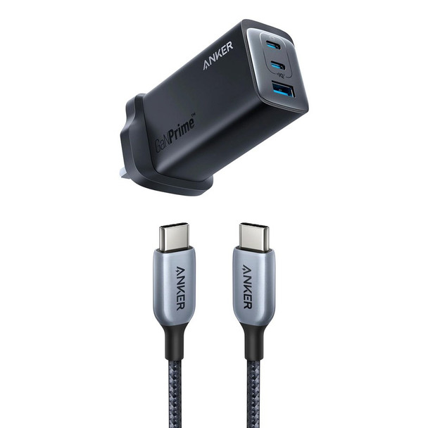ANKER GaNPrime 65W 3-Port Wall Charger with USB-C to USB-C Cable