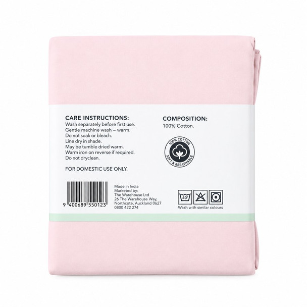 Living & Co 100% Washed Cotton Sheet Set Pink Single