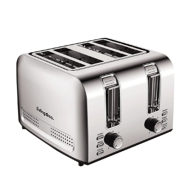Living & Co Toaster 4 Slice Stainless Steel