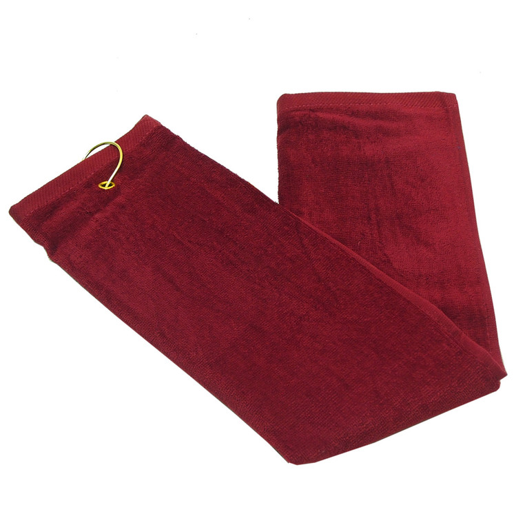 16x26 Burgundy Tri Fold Velour Golf Towels