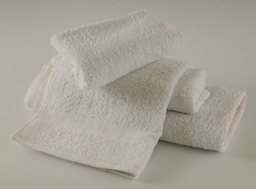 Bulk Bath Towels White Herringbone Dobby Border