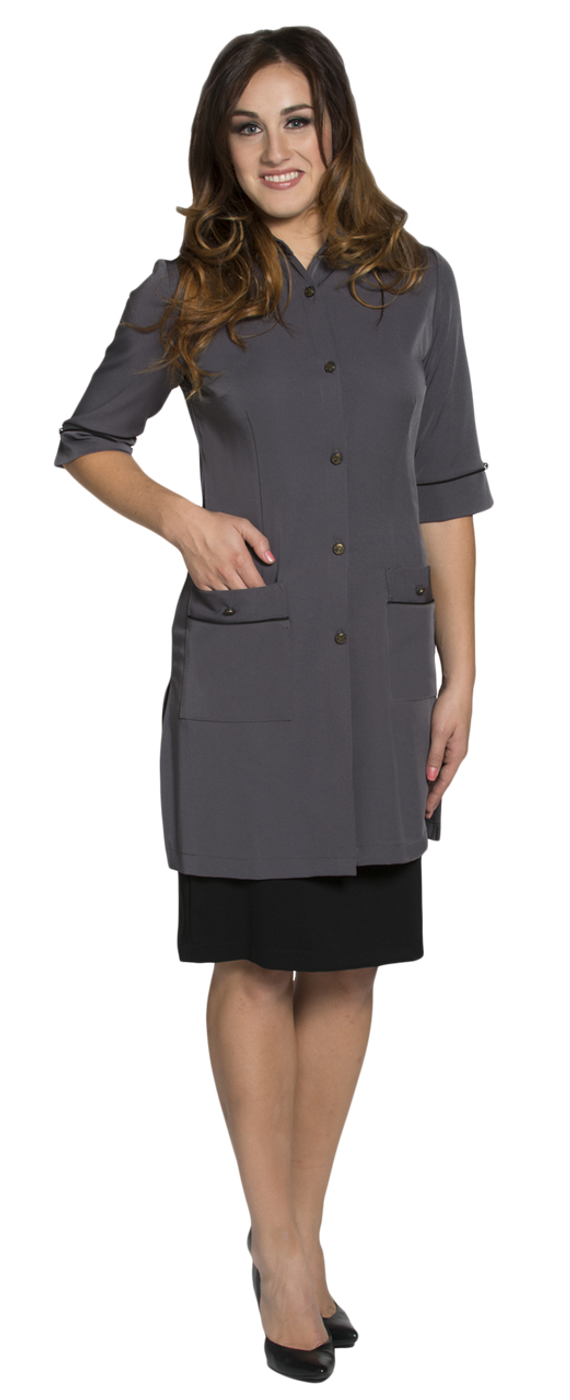 Joanne Martin Contrast Piping at Sleeves and Pocket Gray