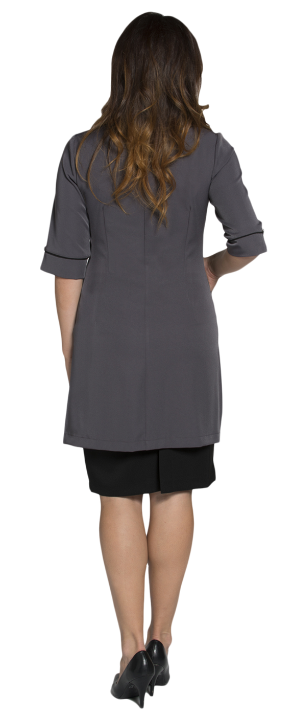 Joanne Martin Contrast Piping at Sleeves and Pocket Gray Back