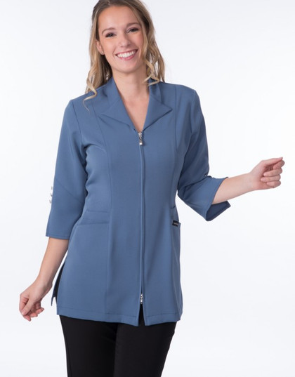 Carolyn Design Collared Stretch Lab Coat blue