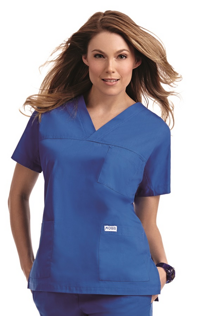 Mobb 3 Pocket V-Neck Medical Uniform Scrub Top blue