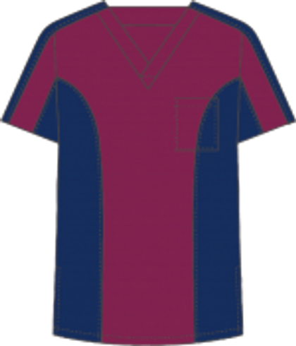 Mobb Men's Two Tone medical Scrub Top Red/Blue