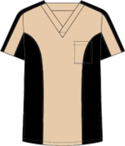 Mobb Men's Two Tone medical Scrub Top Beige/Black Full