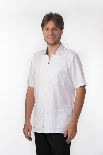 Carolyn Design Uniform Scrub Jacket with  Large Front pockets - White back Carolyn Design Uniform Scrub Jacket with  Large Front pockets - White back