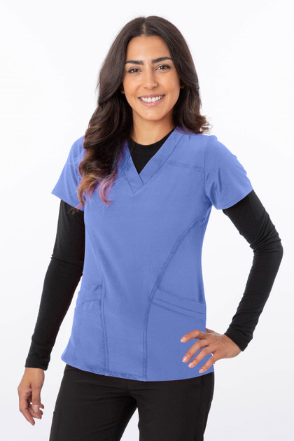 4 way stretchy V-Neck nursing Scrub Top in light grey 4 way stretchy V-Neck nursing Scrub Top in light grey