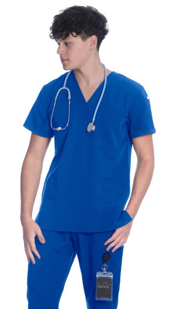 V neck medical scrub top with 4 Way Stretch