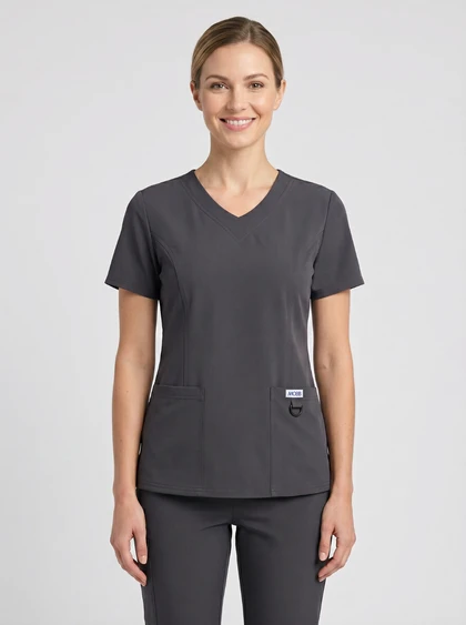 The Angie Slim Fit V-Neck medical scrub top with 3 pockets 