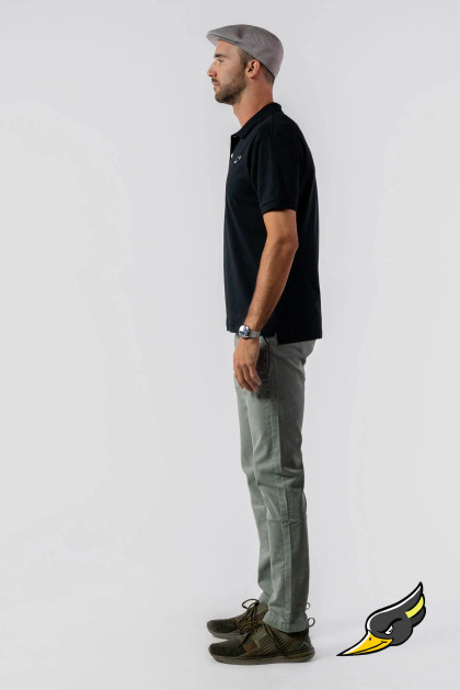 WOODPECKER Men's slim fit business casual polo T-shirt side profile