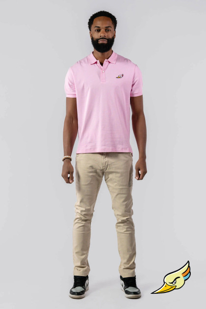 WOODPECKER Men's slim fit business casual polo T-shirt in baby pink
