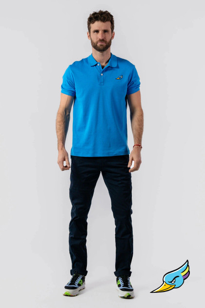 WOODPECKER Men's slim fit business casual polo T-shirt in sky blue