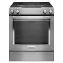Kitchenaid® 30-Inch 4-Burner Dual Fuel Downdraft Front Control Range KSDG950ESS