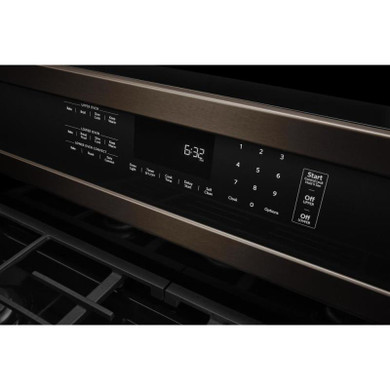 Kitchenaid® 30-Inch 5 Burner Gas Double Oven Convection Range KFGD500EBS