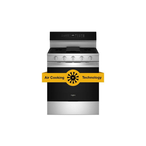 Whirlpool® 30-inch Smart Gas Range with Air Cooking Technology, Steam/Self Cleaning, Rapid Preheat 5.3 CuFt Capacity WFGS7530RZ
