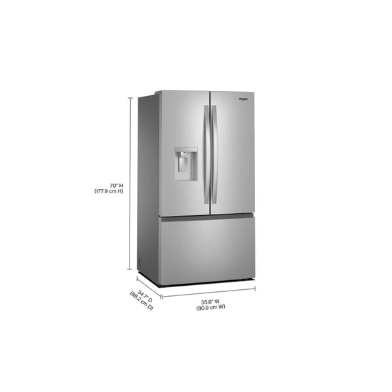 Whirlpool® 36-Inch French Door Refrigerator with In-Door Water and Ice Maker - 30 cu. ft. WRFF3536SZ