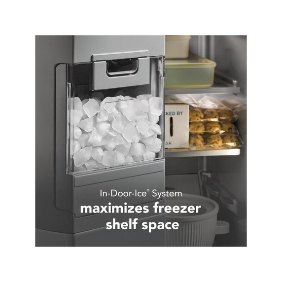 Kitchenaid® 20.8 Cu. Ft. Counter-Depth Side-by-Side Refrigerator with Exterior Ice and Water Dispenser in PrintShield™ Finish KRSC536RPS