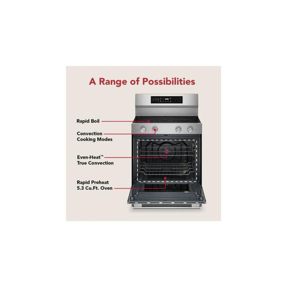 Kitchenaid® 5.3 Cu. Ft. Freestanding Electric Range with Convection Cooking Modes YKFES530SPS