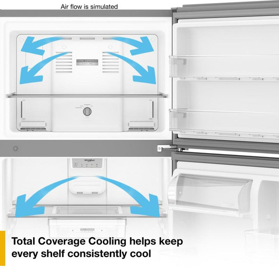 Whirlpool® 29.5-inch Wide Top Freezer Refrigerator with Total Coverage Cooling - 19 Cu. Ft. WRTX5419SW