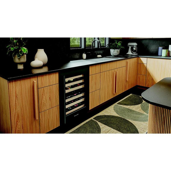 Kitchenaid® 24" Undercounter Wine Cellar with Full-Extension Wood-Front Racks KUWR524SJP