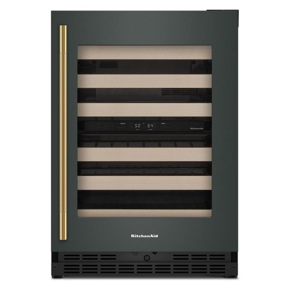 Kitchenaid® 24" Undercounter Wine Cellar with Full-Extension Wood-Front Racks KUWR524SJP