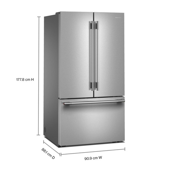 Kitchenaid® 31 cu. ft. French Door Refrigerator with Interior Water and Ice KRFF336SPS