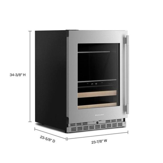 Kitchenaid® 24" Beverage Center with Glass Door and Wood-Front Racks KUBL524SPS
