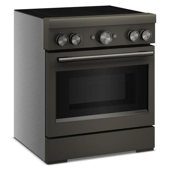 Kitchenaid® 30-Inch 4-Element Induction Freestanding Commercial-Style Range with Air Fry KFIS930SBE
