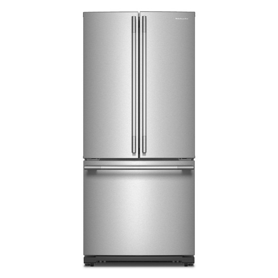 Kitchenaid® 20 cu. Ft. 30-Inch Width Standard Depth French Door Refrigerator with PrintShield® Finish and Interior Dispense KRFF330SPS