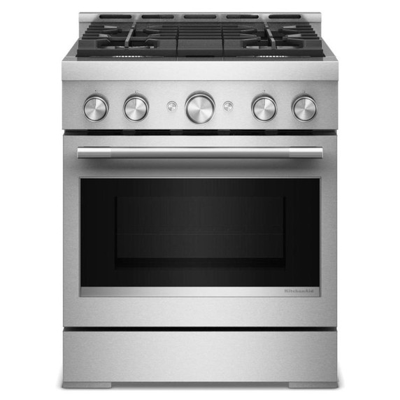 KitchenAid® 30-Inch 4 Burner Commercial-Style Gas Range with No Preheat Air Fry Mode KFGS930SSS